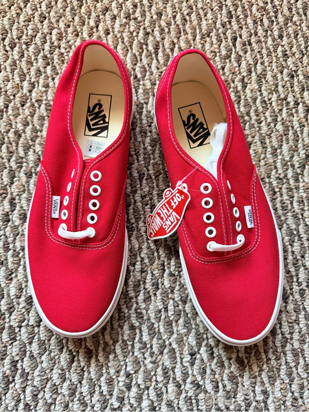 Vans Red Canvas Slip-On Sneakers with White Trim